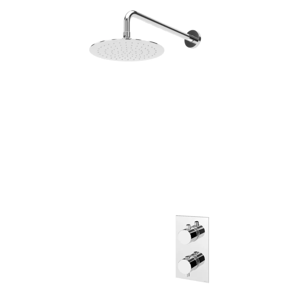 Sistema embutido de duche termostático com chuveiro de parede Ø230 mm em ABS